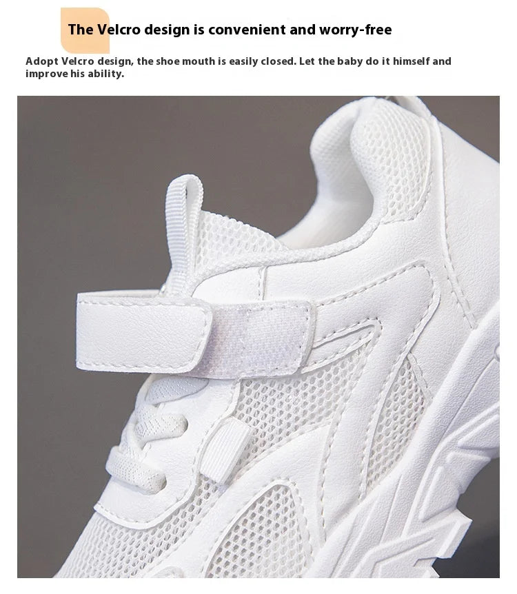 Summer Boys' Mesh Sneakers Large Children's Breathable Upper Lace Single Mesh Hollow Logo Design Slip-On Trendy Summer Shoe kids_shoes