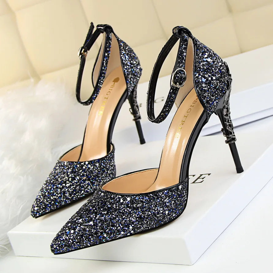 BIGTREE Shoes Heels 2025 New Woman Pumps Sequins High Heels Women Shoes Fashion Ladies Shoes Gold Sliver Stiletto Heels Sandals heels_bridal