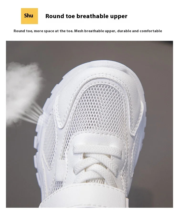 Summer Boys' Mesh Sneakers Large Children's Breathable Upper Lace Single Mesh Hollow Logo Design Slip-On Trendy Summer Shoe kids_shoes