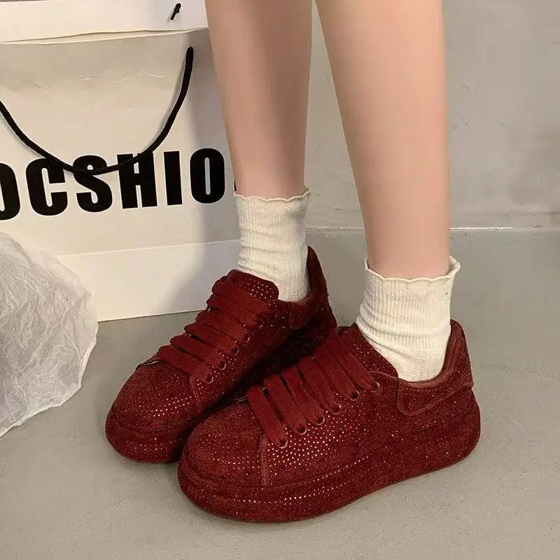 2025 Sparkling Rhinestone Sneakers with Platform Sole Trendy Sporty Elegance Footwear for Women Evening Wear sneakers_platform