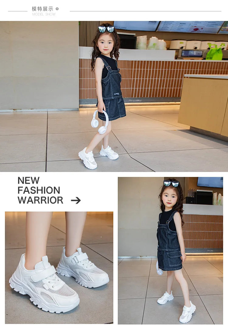 Summer Boys' Mesh Sneakers Large Children's Breathable Upper Lace Single Mesh Hollow Logo Design Slip-On Trendy Summer Shoe kids_shoes