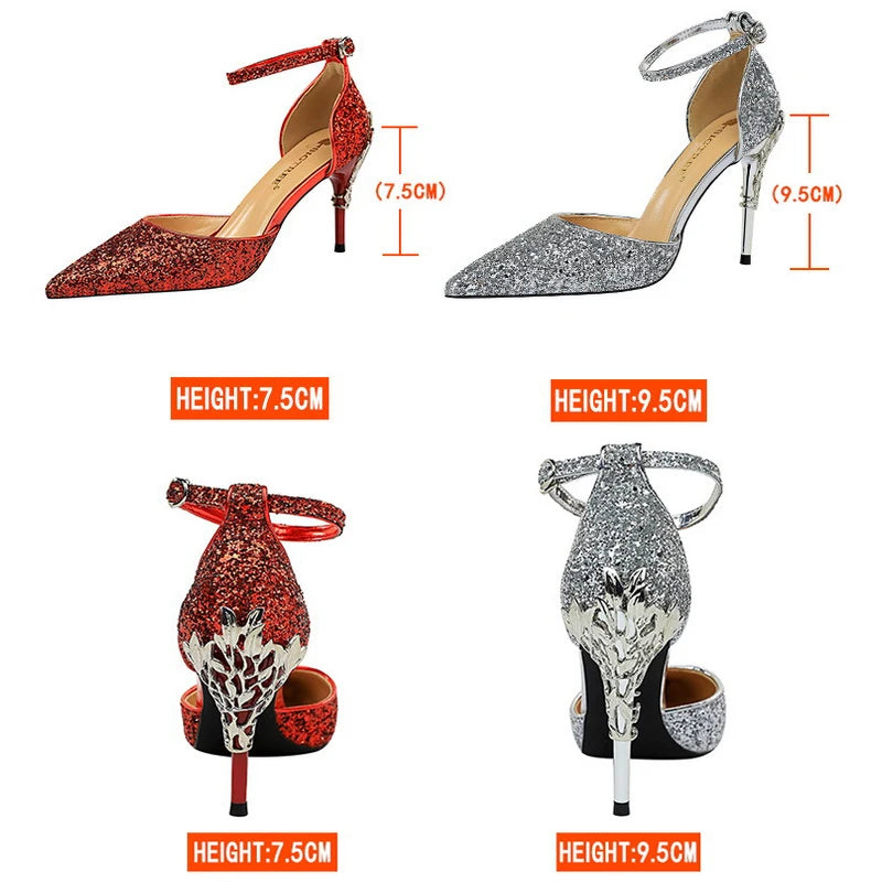 BIGTREE Shoes Heels 2025 New Woman Pumps Sequins High Heels Women Shoes Fashion Ladies Shoes Gold Sliver Stiletto Heels Sandals heels_bridal