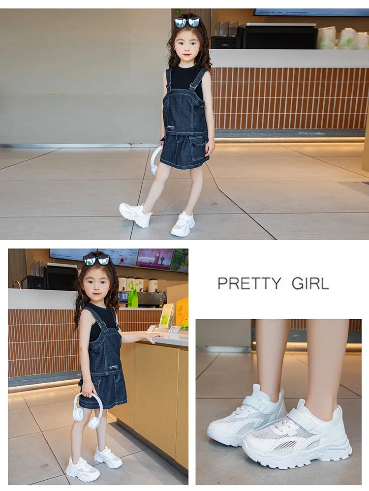 Summer Boys' Mesh Sneakers Large Children's Breathable Upper Lace Single Mesh Hollow Logo Design Slip-On Trendy Summer Shoe kids_shoes