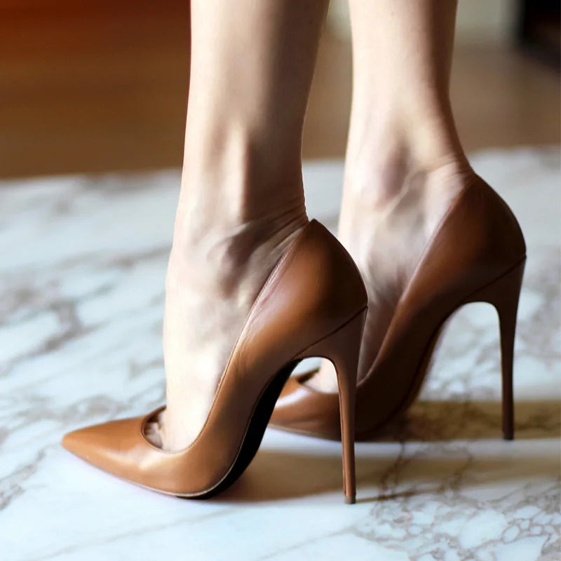 Dropshipping Tacon Alto European Trendy Big Size Stiletto Pumps Super High Custom Design Elegant Sexy Nude Heels for Ladies heels_high heels_stiletto