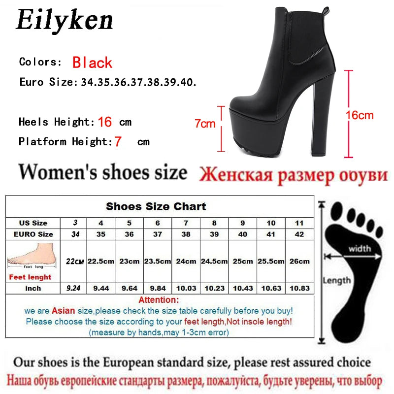 Eilyken Winter Platform High Heels Women Ankle Boots Black PU Leather Round Toe Zipper Female Designer Shoes boots_platform