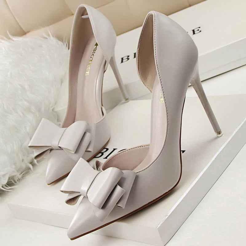 BIGTREE Shoes Bow-knot Woman Pumps Stiletto 10.5 Cm Women Basic Pump Pointed Toe Classic Pumps Sexy High Heels Women Shoes 2025 heels_stiletto