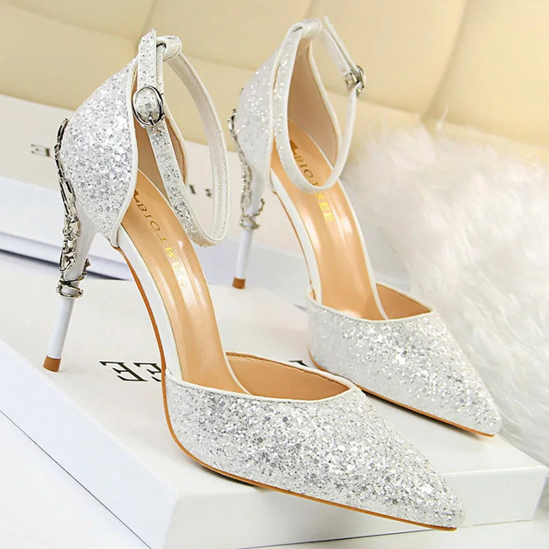 BIGTREE Shoes Heels 2025 New Woman Pumps Sequins High Heels Women Shoes Fashion Ladies Shoes Gold Sliver Stiletto Heels Sandals heels_bridal
