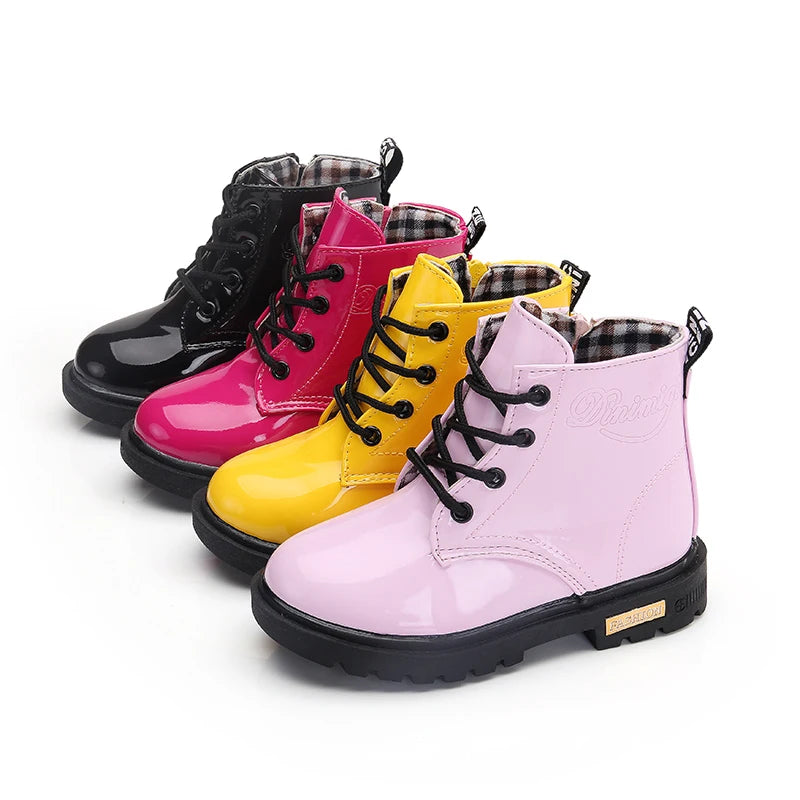 2026 New Winter Children Shoes PU Leather Waterproof Plush Boots Kids Snow Boots Brand Girls Boys Casual Boots Fashion Sneakers kids_shoes