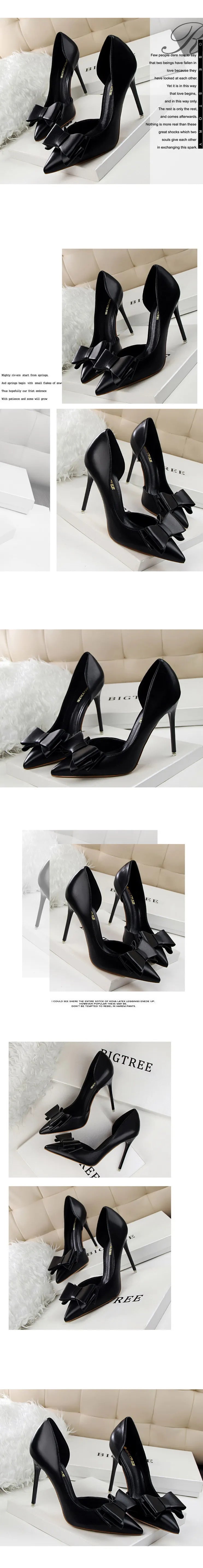 BIGTREE Shoes Bow-knot Woman Pumps Stiletto 10.5 Cm Women Basic Pump Pointed Toe Classic Pumps Sexy High Heels Women Shoes 2025 heels_stiletto