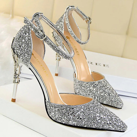 BIGTREE Shoes Heels 2025 New Woman Pumps Sequins High Heels Women Shoes Fashion Ladies Shoes Gold Sliver Stiletto Heels Sandals heels_bridal