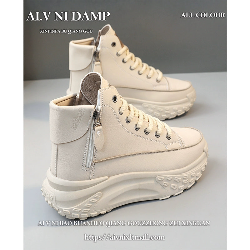 Women's High-Top Shoes 2025 New Arrival Best Selling Women's Shoes Fall Easiest for Match Raise the Bottom Fall and Winter White Casual Sports Shoes sneakers_platform