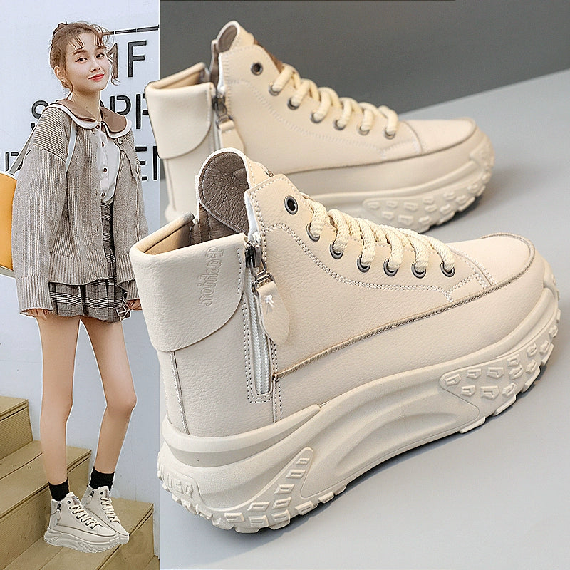 Women's High-Top Shoes 2025 New Arrival Best Selling Women's Shoes Fall Easiest for Match Raise the Bottom Fall and Winter White Casual Sports Shoes sneakers_platform