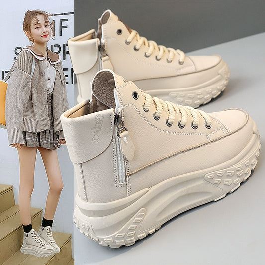 Women's High-Top Shoes 2025 New Arrival Best Selling Women's Shoes Fall Easiest for Match Raise the Bottom Fall and Winter White Casual Sports Shoes sneakers_platform