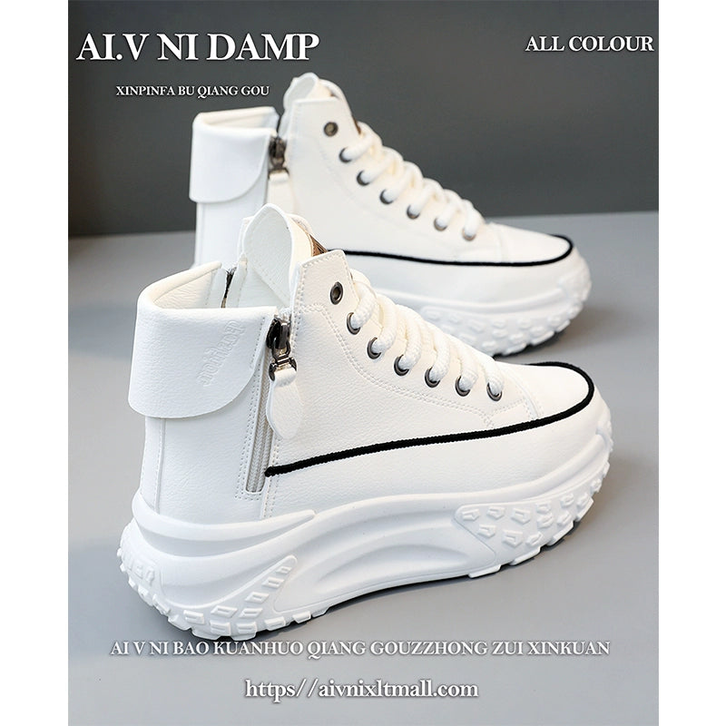 Women's High-Top Shoes 2025 New Arrival Best Selling Women's Shoes Fall Easiest for Match Raise the Bottom Fall and Winter White Casual Sports Shoes sneakers_platform