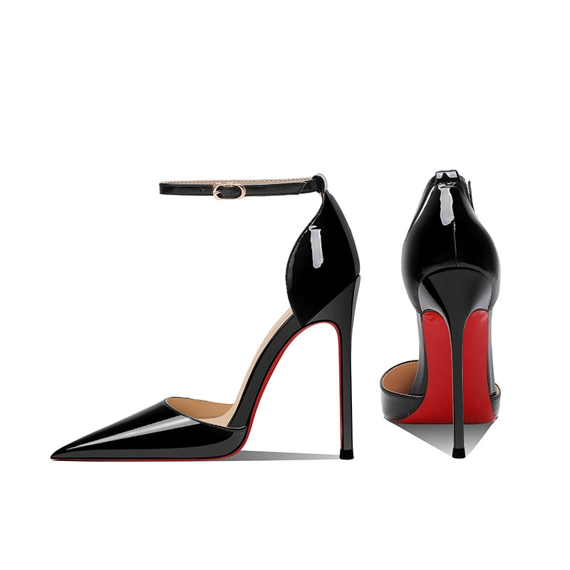Patent Leather Hollow Super High Heel Sandals Sexy Buckle Strap heels_stiletto