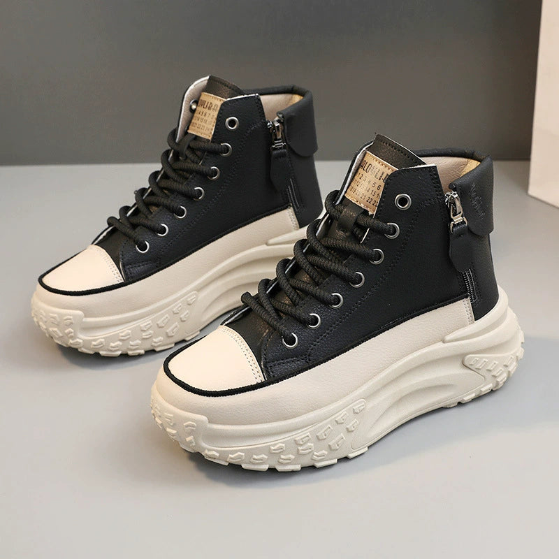 Thick Sole Autumn Leisure Street Shooting Ins High-Top Shoes sneakers_platform