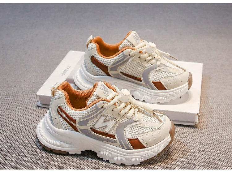 Kids White Sneaker 2025 Spring Mesh Breathable Boys and Girls Trendy Dad Shoes Children's Casual Running Shoes kids_shoes