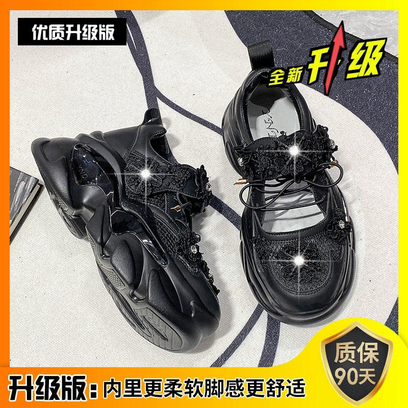 Closed Toe Sandals Summer Dad Shoes Women's 2024 New Arrival Flower Mesh Surface Hollowed Breathable Easiest for Match Thick Sole Sneaker sneakers_platform