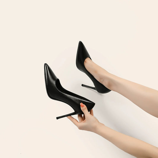 Creamy-white High Heels Women's Summer 2025 New Arrival Accessible Luxury Genuine Leather Soft Bottom Not Tired Feet Stiletto Heel French Style Temperament Work Shoes