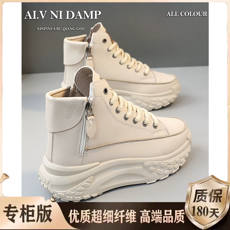 Women's High-Top Shoes 2025 New Arrival Best Selling Women's Shoes Fall Easiest for Match Raise the Bottom Fall and Winter White Casual Sports Shoes sneakers_platform