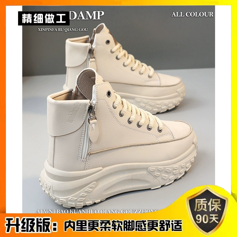 Women's High-Top Shoes 2025 New Arrival Best Selling Women's Shoes Fall Easiest for Match Raise the Bottom Fall and Winter White Casual Sports Shoes sneakers_platform
