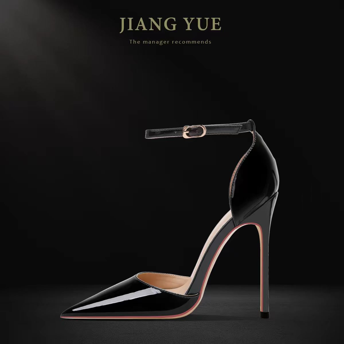 Black Patent Leather Hollow Buckle Strap Super High Heels Sandals Women Pointed Toe Stiletto Sexy 2025 New Arrival Spring & Fall heels_stiletto