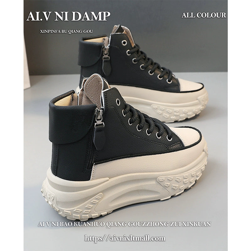 Women's High-Top Shoes 2025 New Arrival Best Selling Women's Shoes Fall Easiest for Match Raise the Bottom Fall and Winter White Casual Sports Shoes sneakers_platform