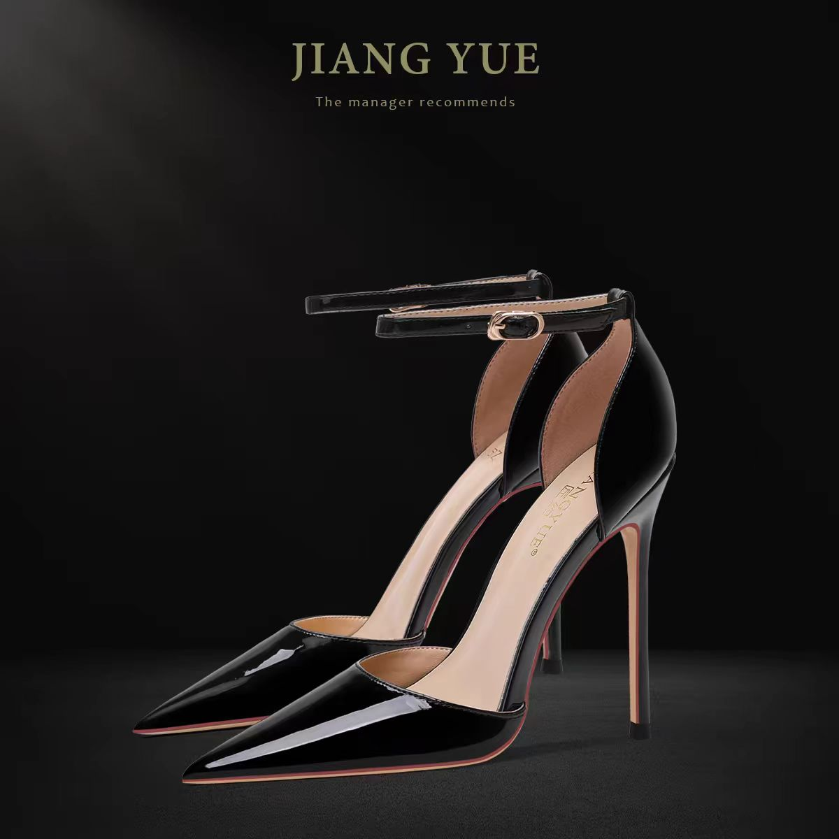 Black Patent Leather Hollow Buckle Strap Super High Heels Sandals Women Pointed Toe Stiletto Sexy 2025 New Arrival Spring & Fall heels_stiletto