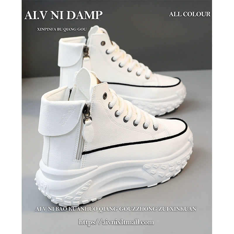 Women's High-Top Shoes 2025 New Arrival Best Selling Women's Shoes Fall Easiest for Match Raise the Bottom Fall and Winter White Casual Sports Shoes sneakers_platform