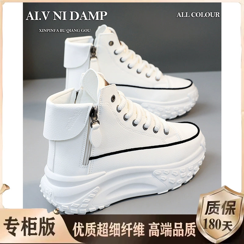 Women's High-Top Shoes 2025 New Arrival Best Selling Women's Shoes Fall Easiest for Match Raise the Bottom Fall and Winter White Casual Sports Shoes sneakers_platform