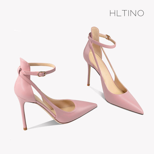 2025 Summer New Arrival Strap Roman Closed Toe Sandals Women's Stiletto Heel Pink Openwork Strap Pointed High Heels heels_stiletto