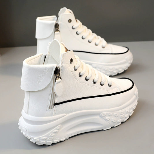 Thick Sole Autumn Leisure Street Shooting Ins High-Top Shoes sneakers_platform