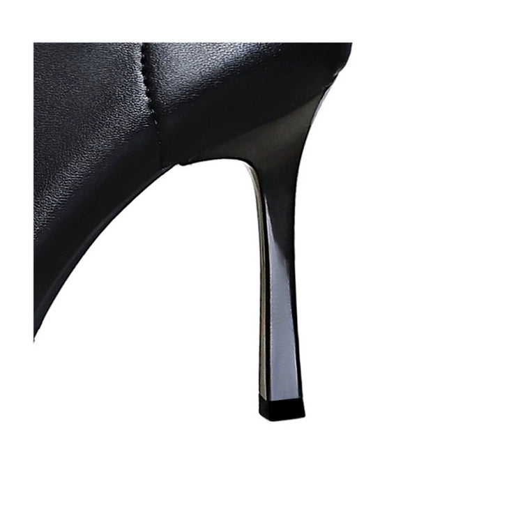 Fashion Minimalist Stiletto Heel Flats Pointed-Toe Skinny Middle Boots  boots_highheel