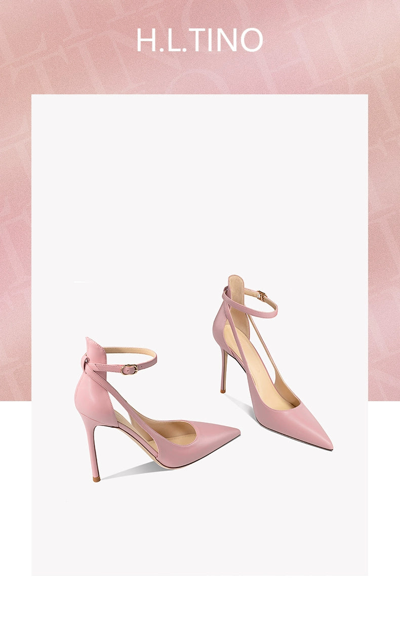 2025 Summer New Arrival Strap Roman Closed Toe Sandals Women's Stiletto Heel Pink Openwork Strap Pointed High Heels heels_stiletto