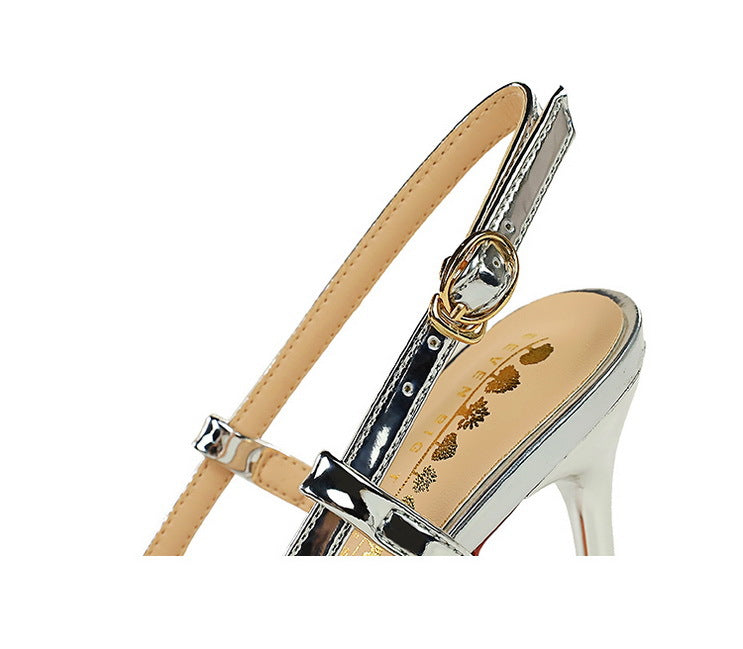 Fashion hollow Weaving Women Pumps Metal pointed tip High Heels Stiletto 9.5 cm buckle Summer Women's high-heeled sandals Shoes heels_stiletto