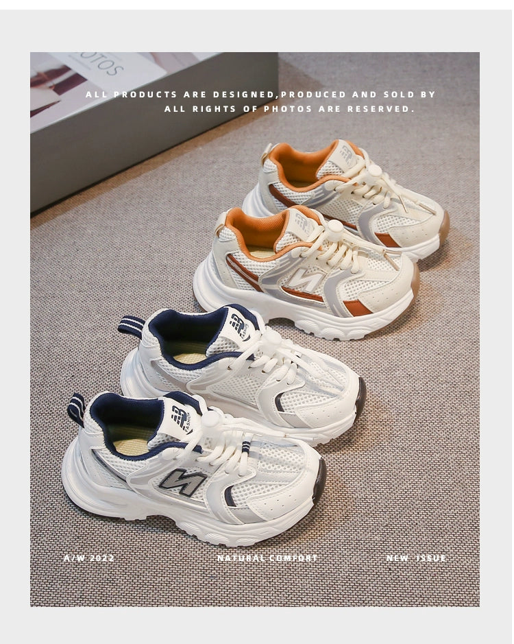 Kids White Sneaker 2025 Spring Mesh Breathable Boys and Girls Trendy Dad Shoes Children's Casual Running Shoes kids_shoes