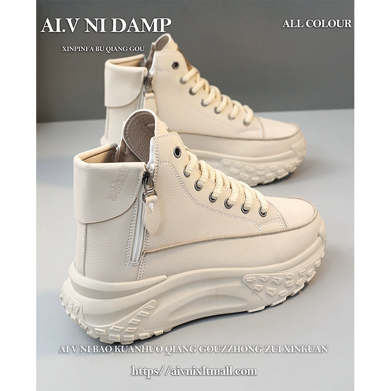 Women's High-Top Shoes 2025 New Arrival Best Selling Women's Shoes Fall Easiest for Match Raise the Bottom Fall and Winter White Casual Sports Shoes sneakers_platform