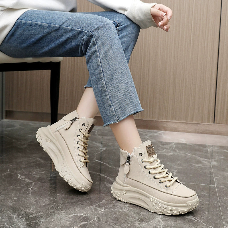 Thick Sole Autumn Leisure Street Shooting Ins High-Top Shoes sneakers_platform