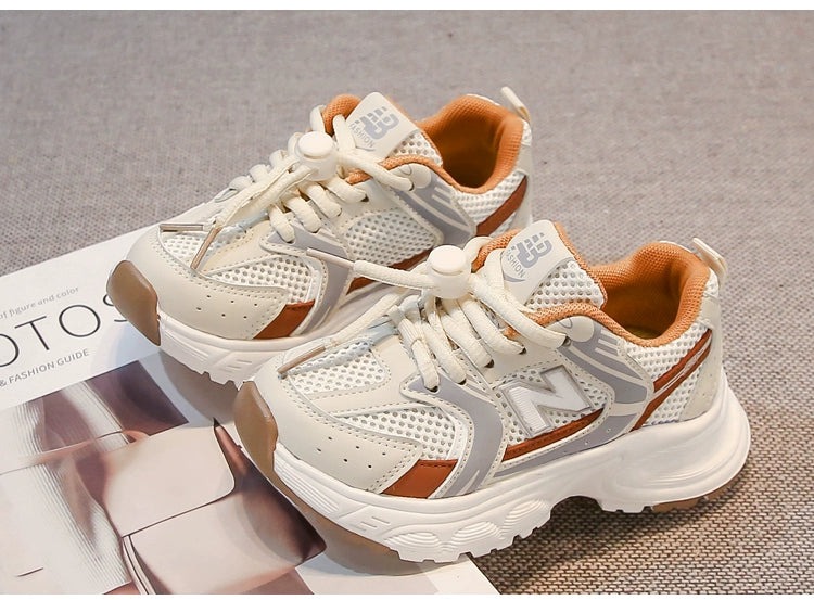 Kids White Sneaker 2025 Spring Mesh Breathable Boys and Girls Trendy Dad Shoes Children's Casual Running Shoes kids_shoes