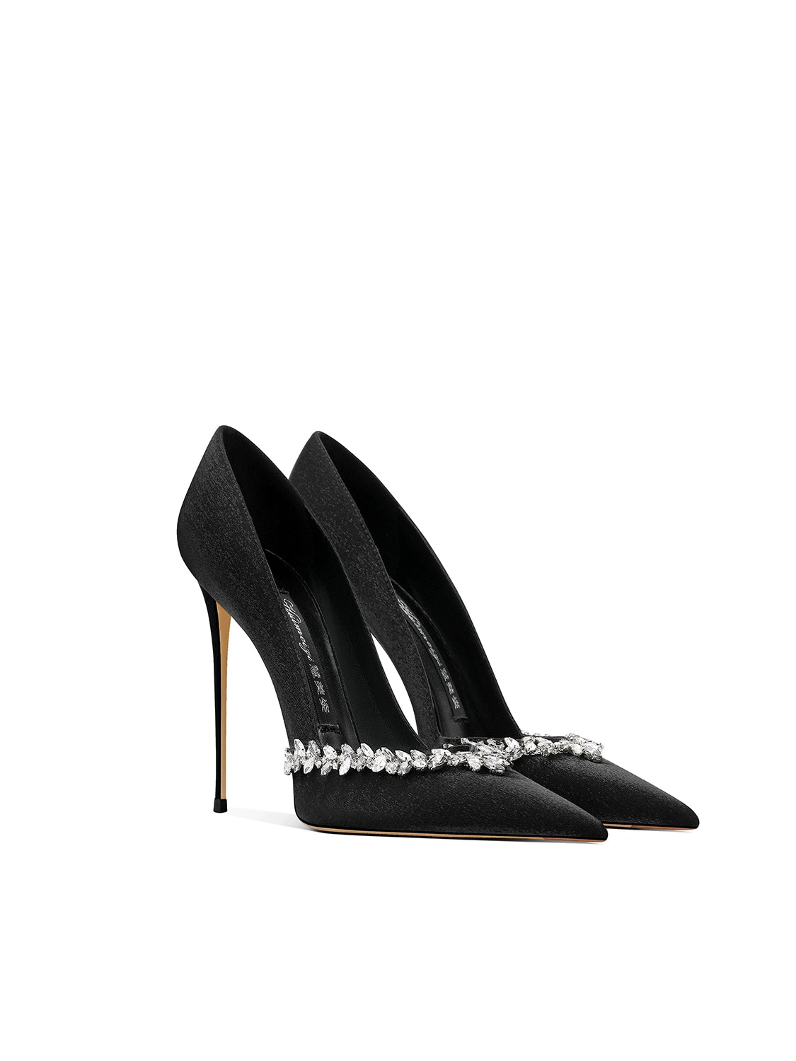 Adult Lady like Woman Black Refined Grace Crystal High Heels Women 2025 New Arrival Women Pointed Toe Stiletto Heel Internet Celebrity Burst Flats Flats OL heels_stiletto