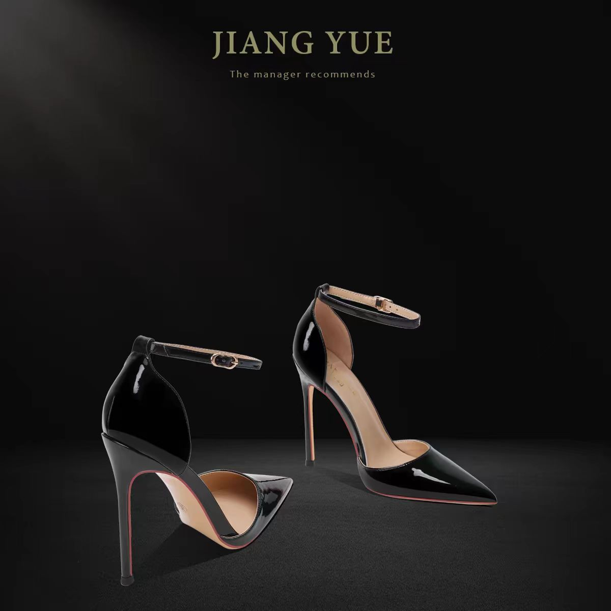 Black Patent Leather Hollow Buckle Strap Super High Heels Sandals Women Pointed Toe Stiletto Sexy 2025 New Arrival Spring & Fall heels_stiletto