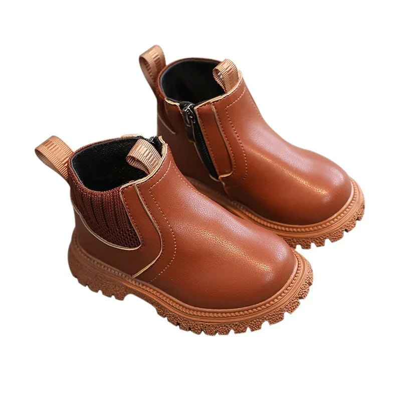 Kids Short Boots Fashion Boys Shoes Autumn Winter Leather Children Boots Non-Slip Toddler Girls Boot Toddler Snow Shoes kids_shoes
