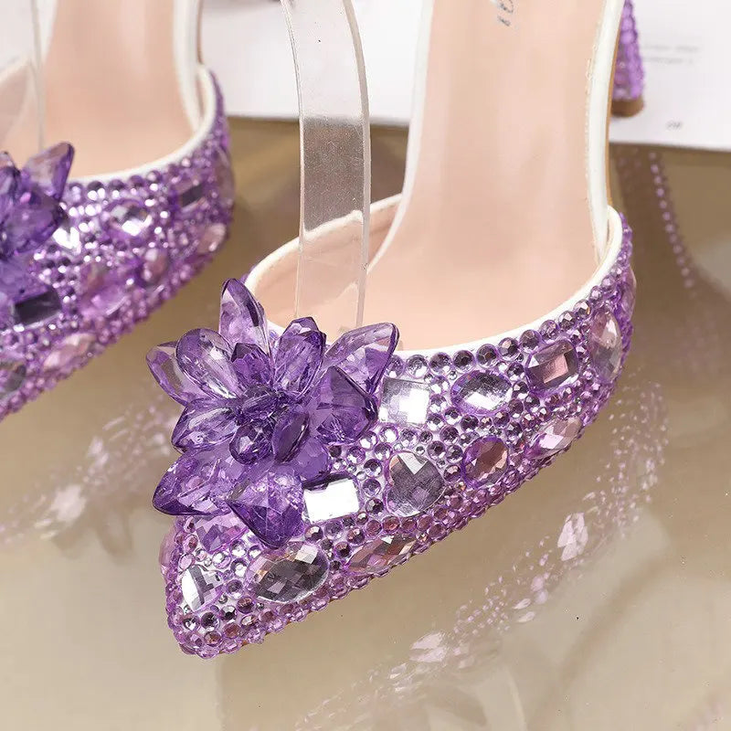 2025 Spring New Crystal Flash Diamond 7 Colors Wedding Bridesmaid Shoes Banquet Stiletto Women's Shoes heels_bridal