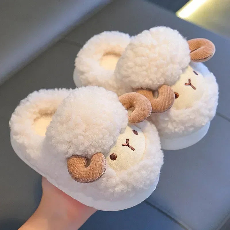 Winter Parent-child Warm Cotton Slippers Plush Children Cotton Boots Cute Cartoon Boys Girls Kids Anti Slip Indoor Home Slippers kids_shoes
