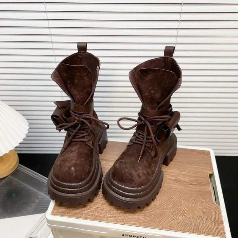 Flats Platform Women Ankle Boots Sport Lace Up Shoes Winter Snow Boots 2025 Trend Walking Running Shoes New Mujer Chelsea Boots boots_platform