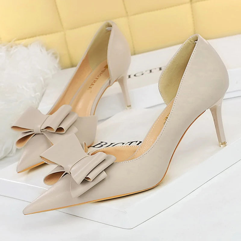 BIGTREE Shoes Bow-knot Woman Pumps Stiletto 10.5 Cm Women Basic Pump Pointed Toe Classic Pumps Sexy High Heels Women Shoes 2025 heels_stiletto