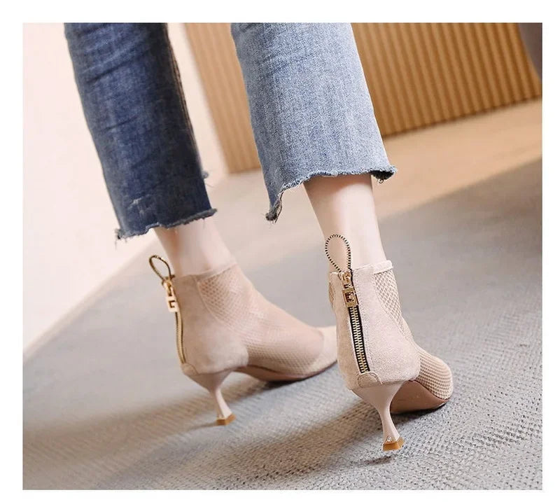 2024 Hot Seller New Women Mesh Sandals Boots,Sexy Summer High Heels,Holllow Out Shoes,Back Zip,Pointed Toe boots_highheel