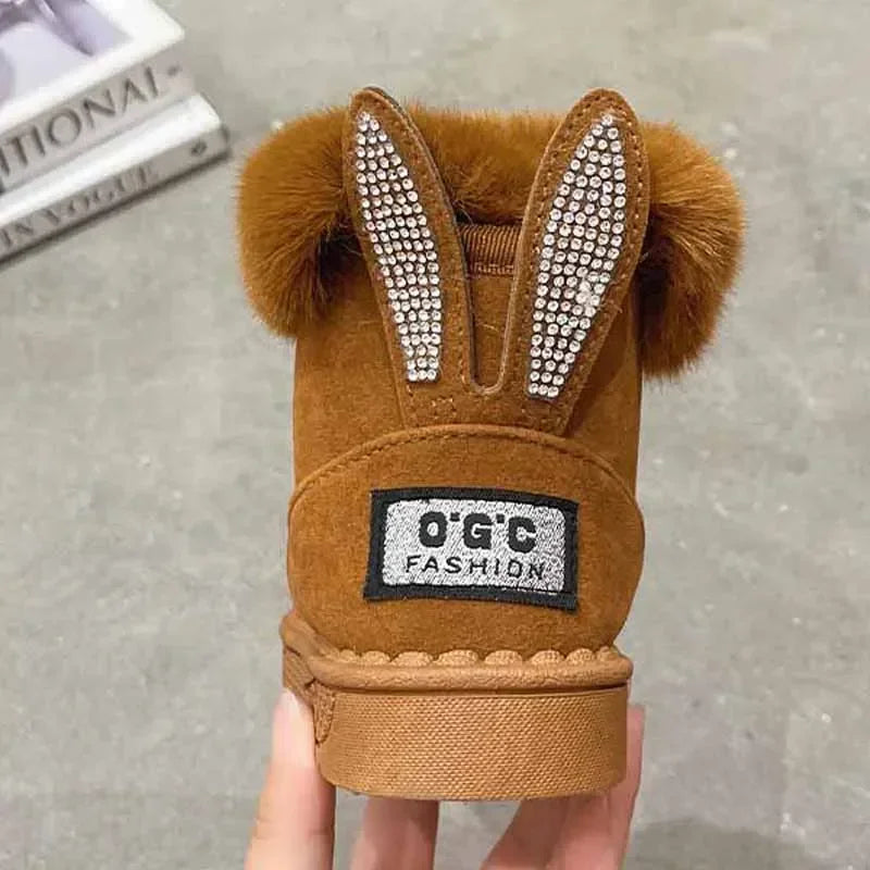 Kids Genuine Cowhide Snow Boots Winter Baby Soft Warm Cotton Shoes with Plush Boys Girls One Fur Suede Boots Princess Retro Boot kids_shoes