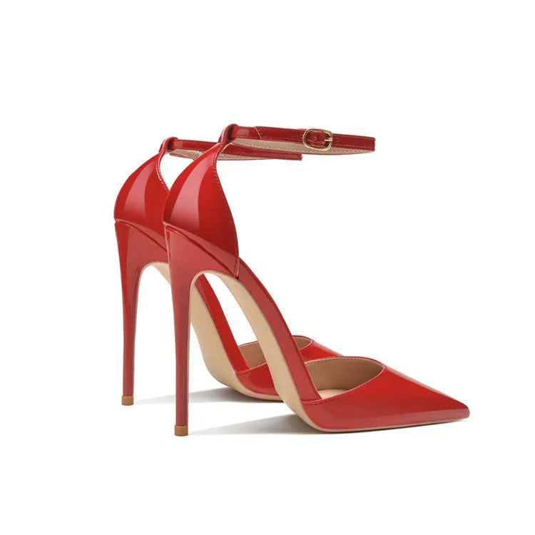 6cm 8cm 10cm 12cm Patent Leather Women Ankle Strap Pumps Pointed Toe Sexy High Heel Shoes Customize 33-46 Stiletto Talon Femme heels_stiletto
