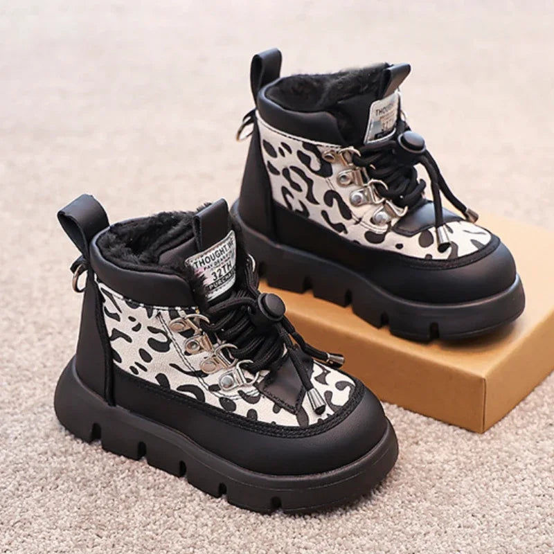 Warm Girl Boots Plush Anti Slip Winter Boot Casual Versatile Snow Boots Trendy Classic Girl Shoe Thick Soled Comfort Cotton Boot kids_shoes